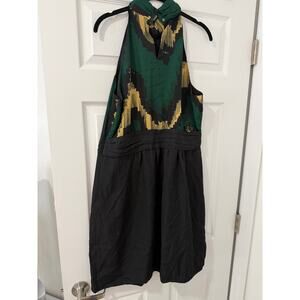 The Limited Women's Halter Cocktail Dress - Black Green Gold - Size 14 - NEW